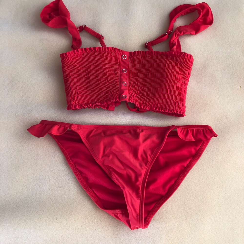 Red frilly bikini